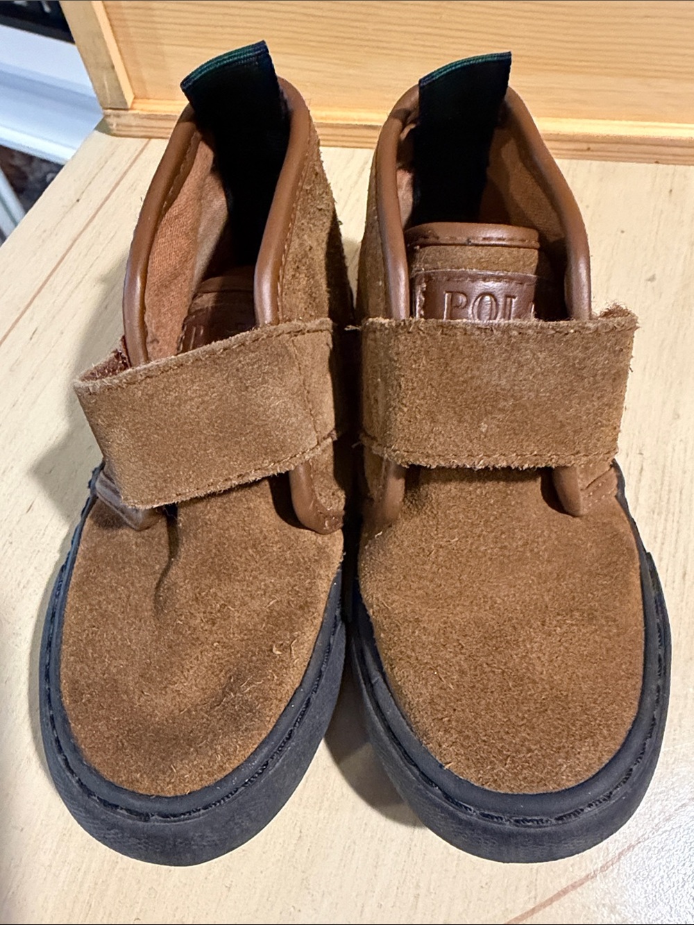 Polo by Ralph Lauren Kids Tan Suede Velcro Moccasins